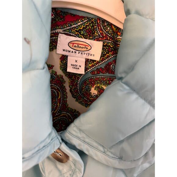 Talbot's Woman Petites xp Blue Quilted Puffer Vest Button Athleisure Preppy - Picture 2 of 5